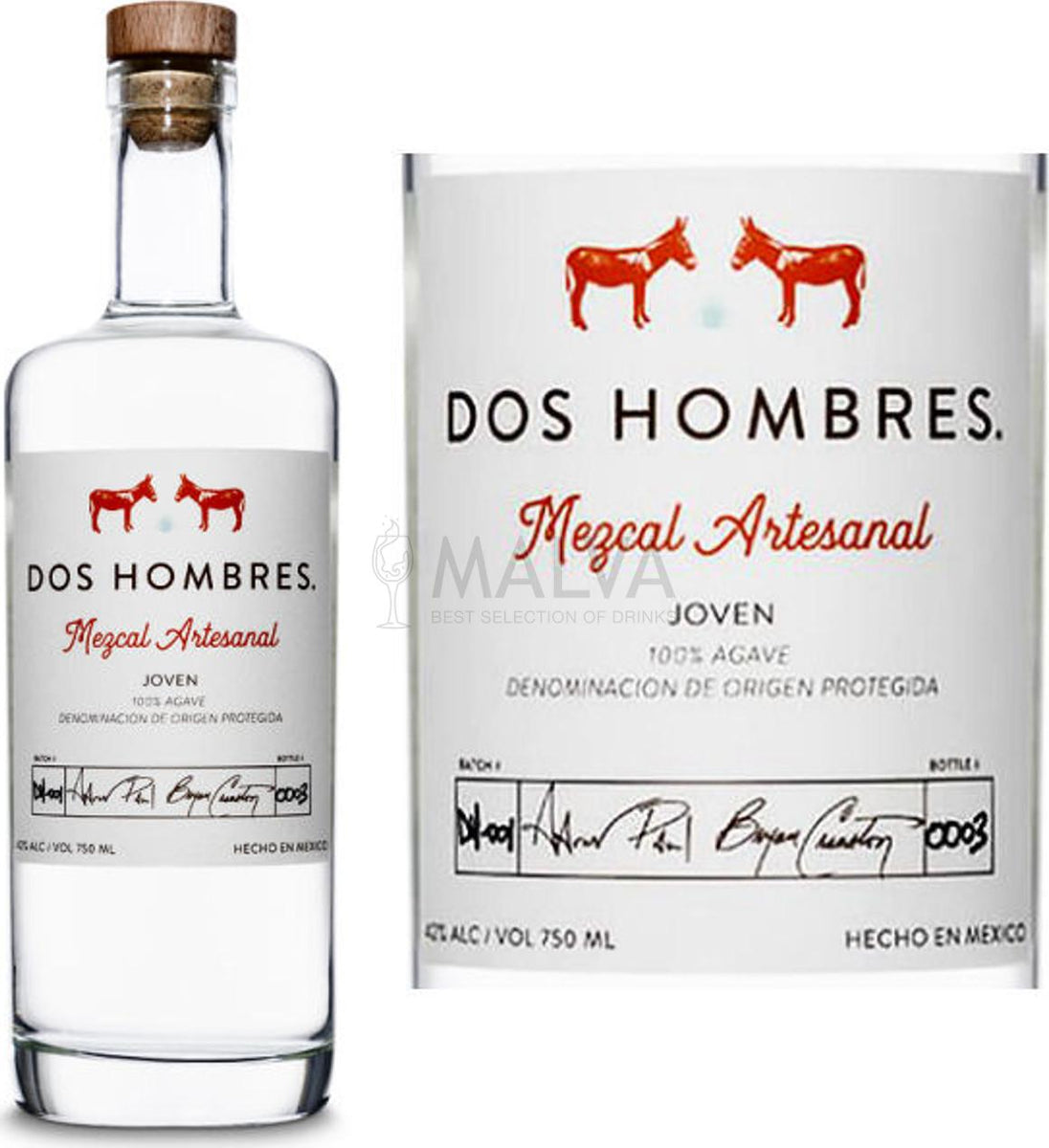 Dos Hombres ESPADIN Mezcal Artesanal JOVEN 42% Vol. 0,7l– Malva