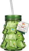 Rechberger Christmas Tree Drinking Glass with Lid and Straw, 0.5L