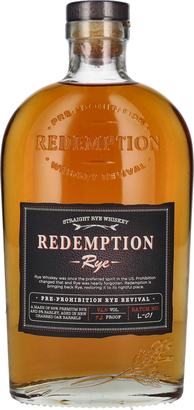 Redemption Whiskey Redemption Rye Pre-Prohibition Rye Revival 46% Vol ...